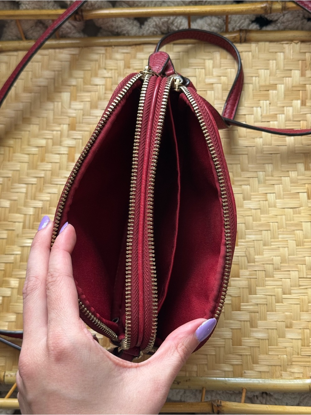 Coach Pebbled Leather Small Red Crossbody - Picture 3 of 7